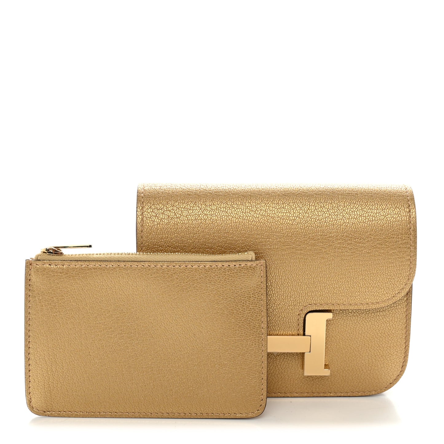 Metallic Chevre Chamkilight Constance Slim Wallet Dore