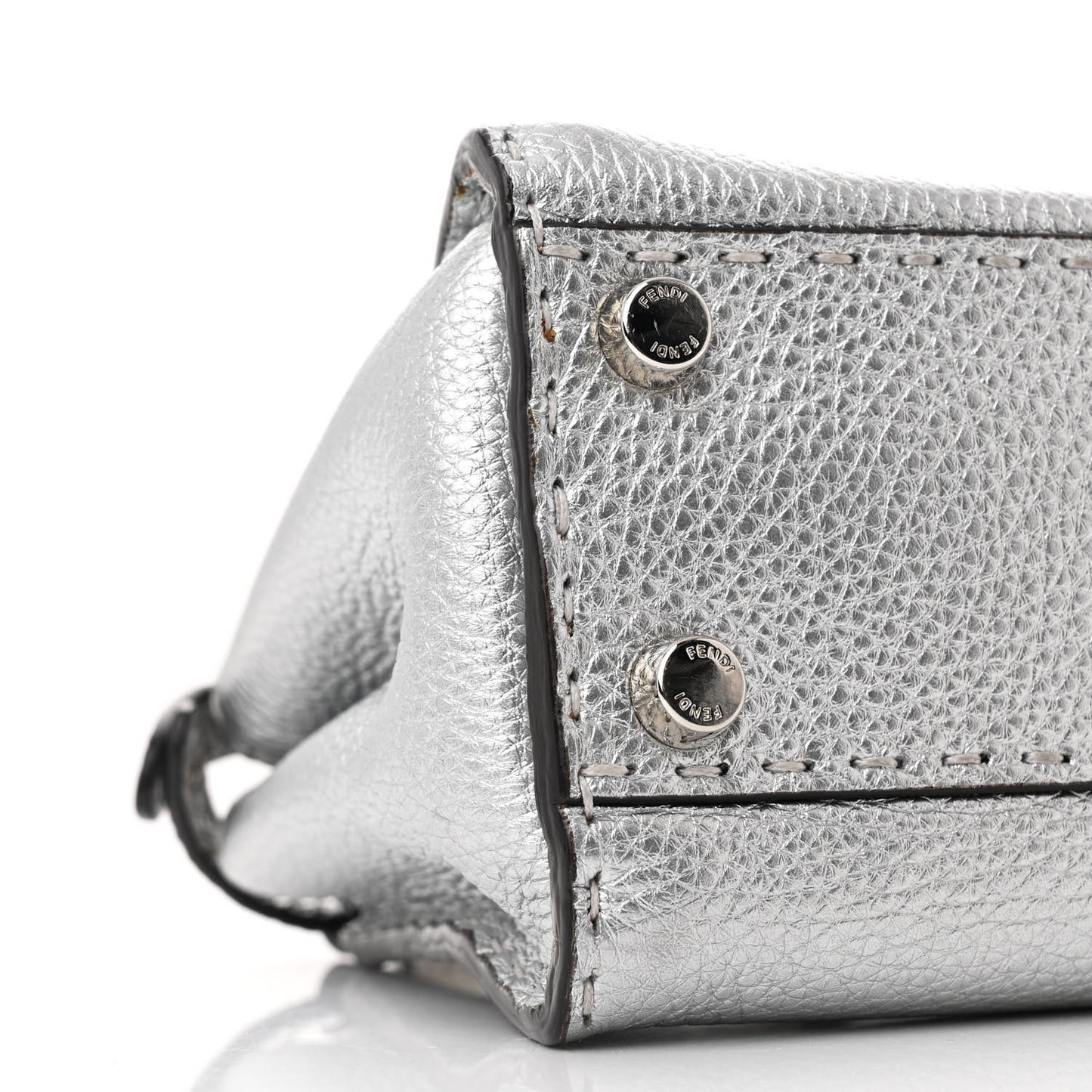 Cuoio Romano Lux Selleria Mini Peekaboo Iconic Satchel Argento