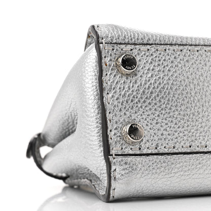 Fendi Cuoio Romano Lux Selleria Mini Peekaboo Iconic Satchel Argento 10 of 12