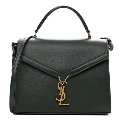 Saint Laurent Grain de Poudre Medium Classic Monogram Cassandra Top Handle Dark Green 1 of 10