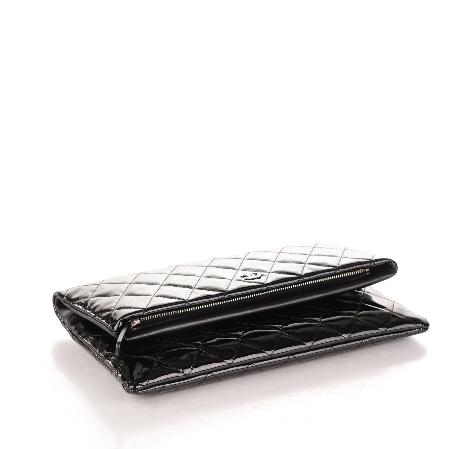 Chanel Patent Calfskin Quilted Beauty CC Clutch Black 4 of 7