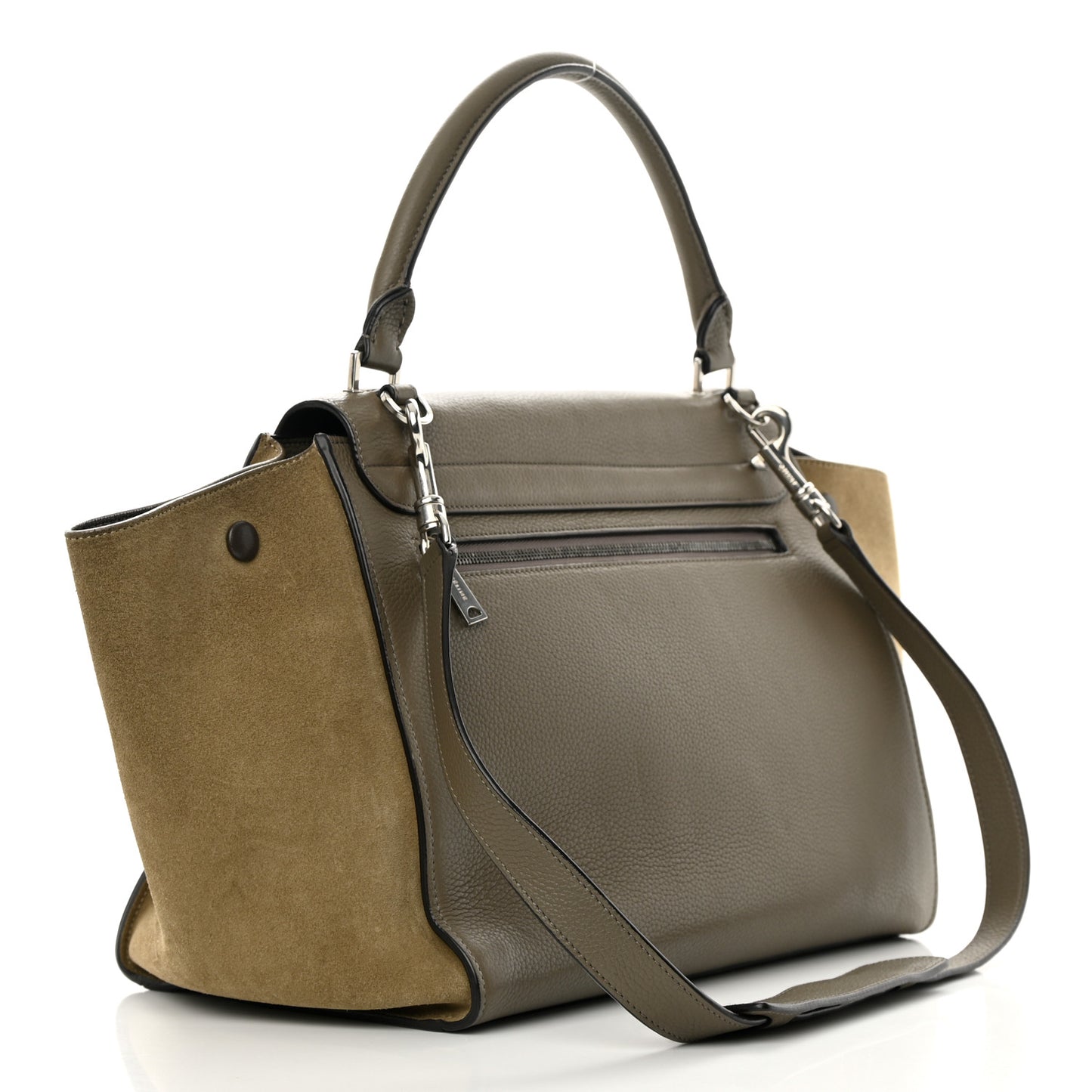 Drummed Calfskin Suede Medium Trapeze Souris