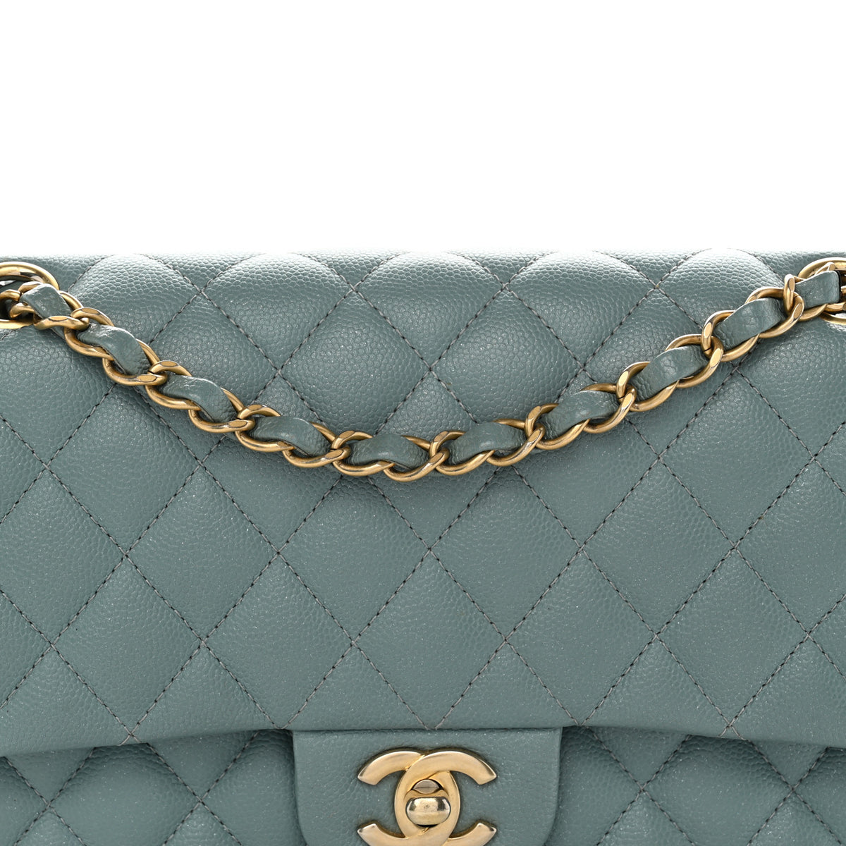 Chanel Iridescent Caviar Quilted Medium Double Flap Light Blue 8 of 12