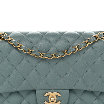 Chanel Iridescent Caviar Quilted Medium Double Flap Light Blue 8 of 12