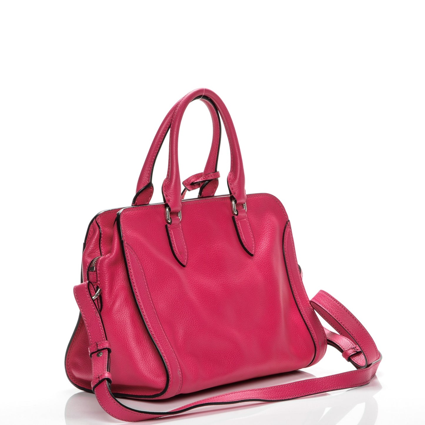 Pebbled Calfskin Small Skull Padlock Zip Around Tote Bouganville