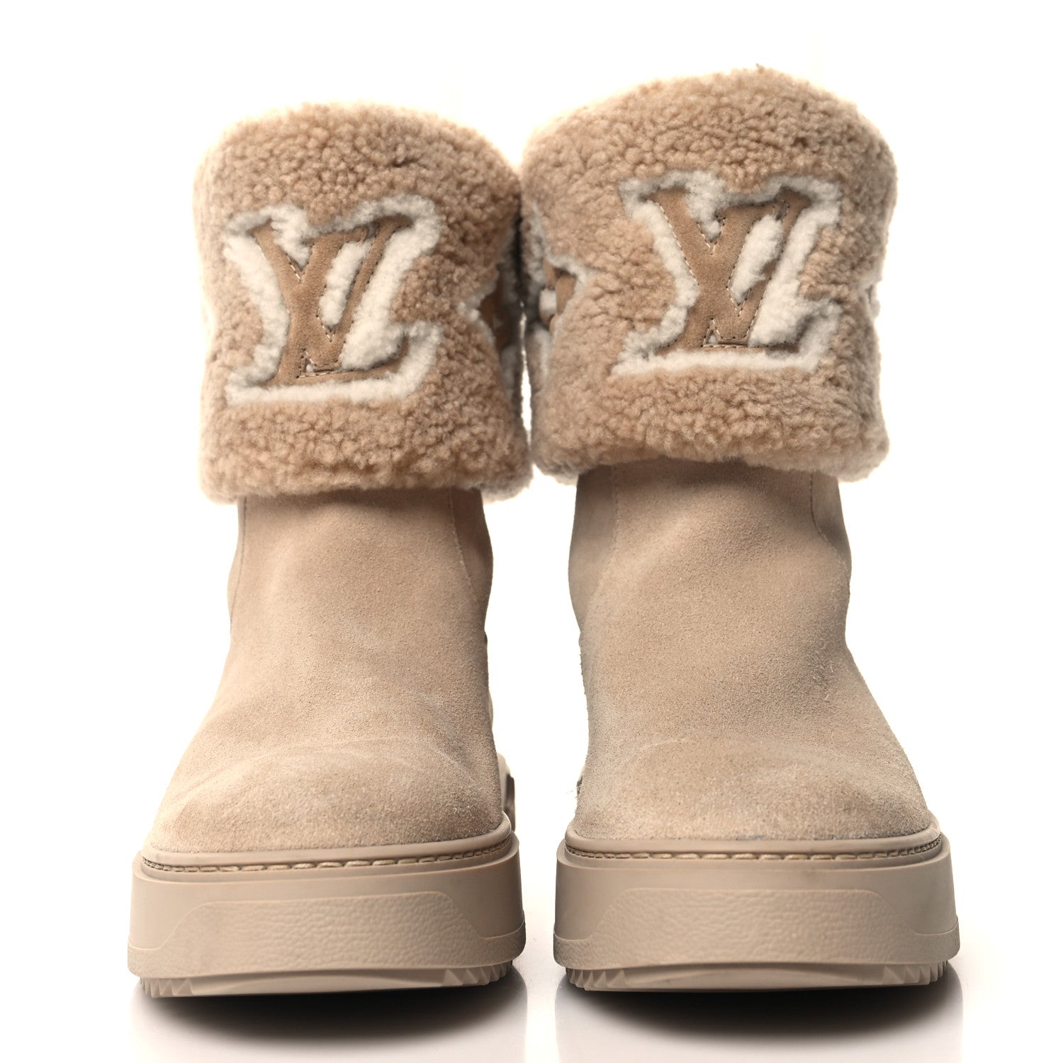 Louis Vuitton Suede Calfskin Shearling Snowdrop Flat Ankle Boot 38 Cognac 2 of 9
