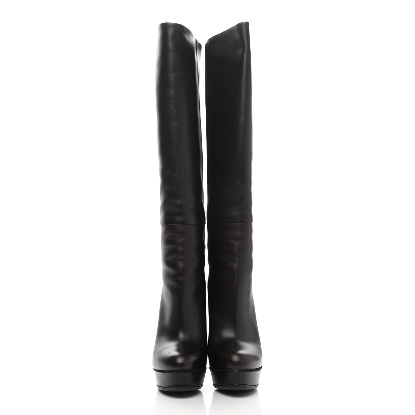 Calfskin Alexa Knee High Platform Boots 36.5 Black