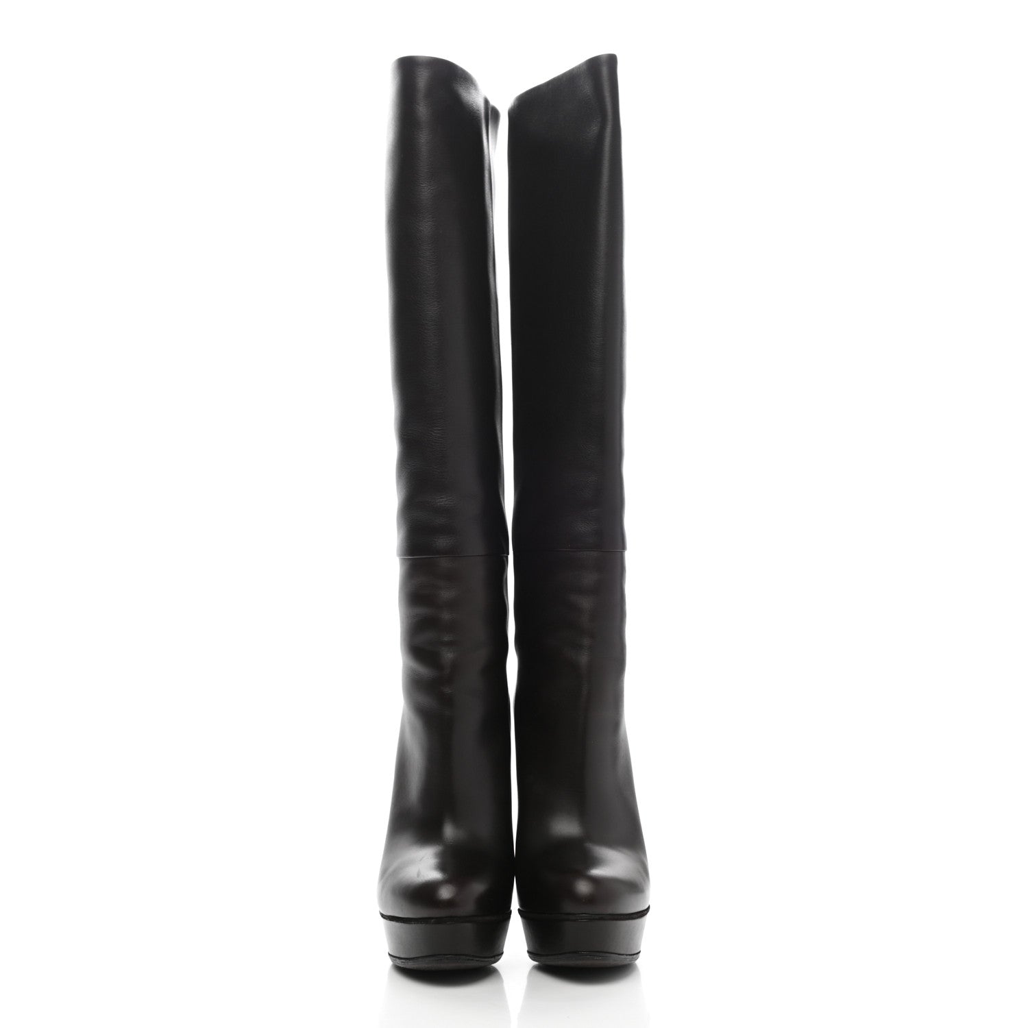 Gucci Calfskin Alexa Knee High Platform Boots 36.5 Black 2 of 8