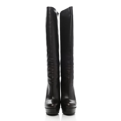 Gucci Calfskin Alexa Knee High Platform Boots 36.5 Black 2 of 8