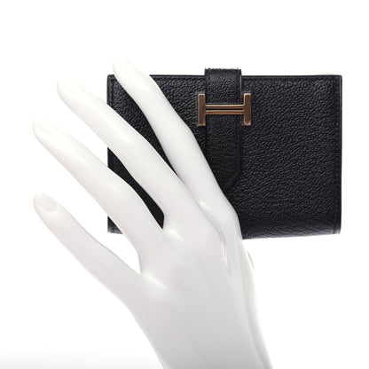 Hermes Chevre Mysore Bearn Card Holder Wallet Black 2 of 7