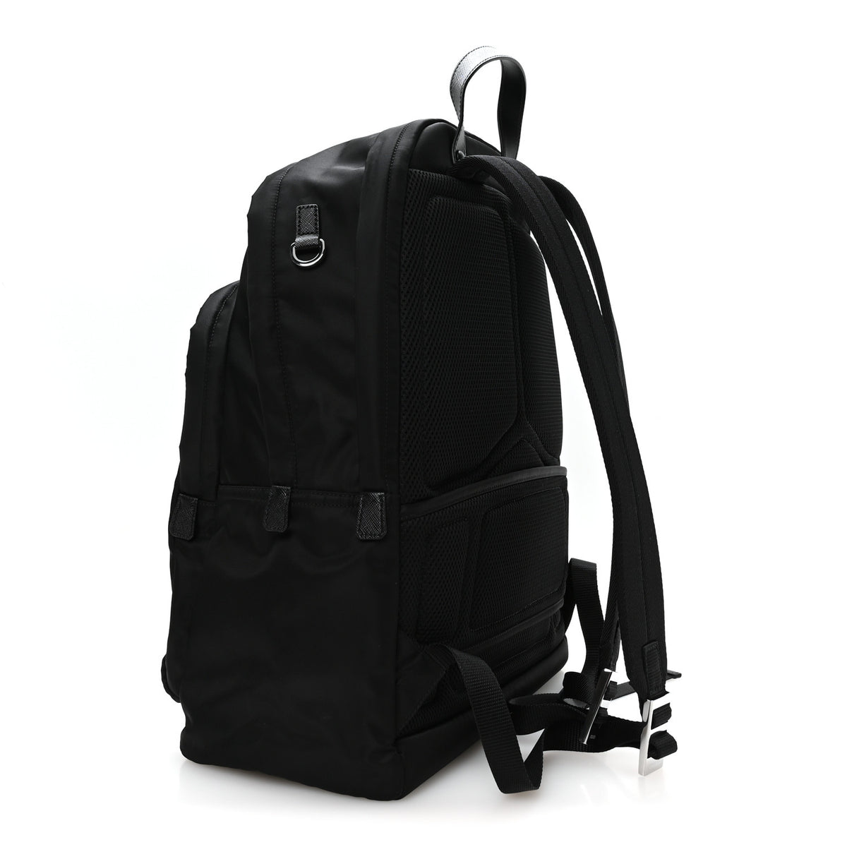 Re-Nylon Saffiano Zip Backpack Black