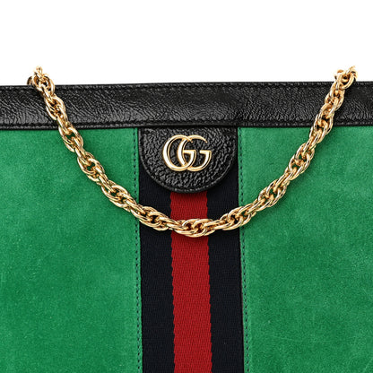 Gucci Suede Patent Web Small Ophidia Chain Shoulder Bag New Shamarock Black 8 of 10