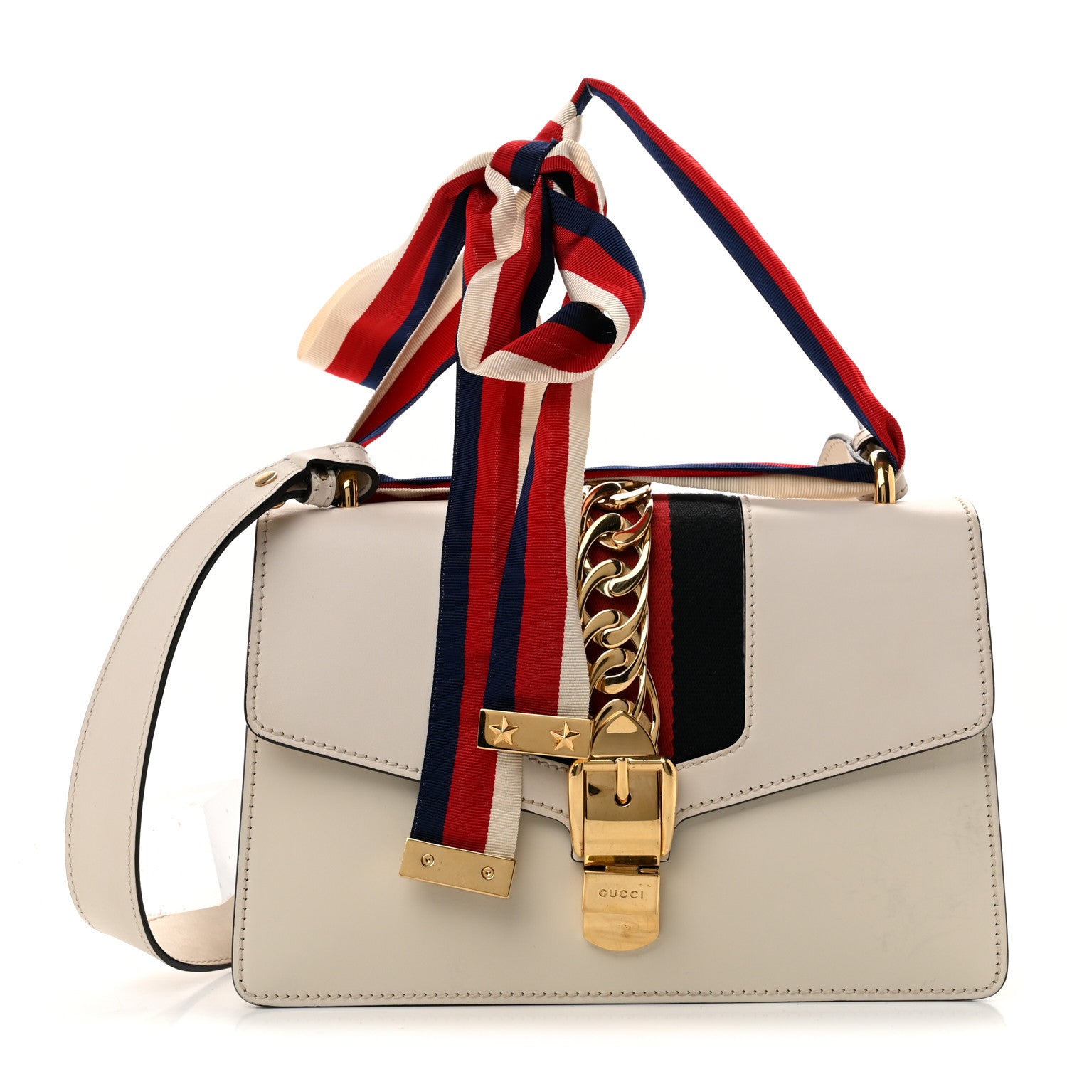 Gucci Calfskin Small Sylvie Shoulder Bag Off White 1 of 15