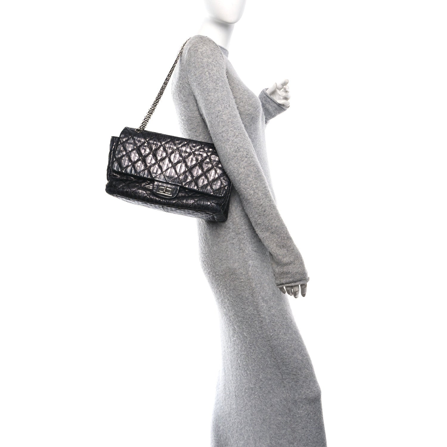 Chanel Metallic Calfskin Striped 2.55 Reissue 227 Flap Black 2 of 10
