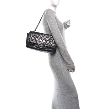 Chanel Metallic Calfskin Striped 2.55 Reissue 227 Flap Black 2 of 10
