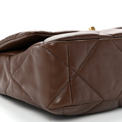 Chanel Lambskin Quilted Large Chanel 19 Flap Dark Brown 9 of 10