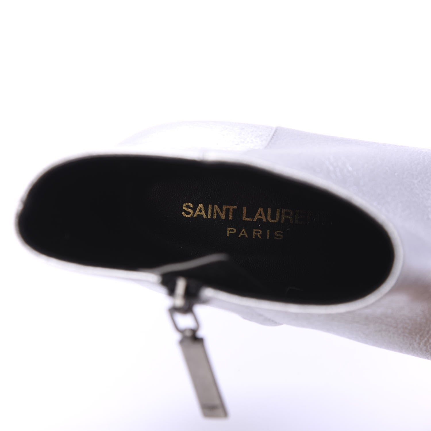 Saint Laurent Metallic Calfskin Loulou 50 Ankle Booties 37.5 Silver 7 of 8