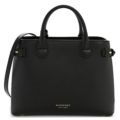 Burberry Derby Calfskin House Check Medium Banner Tote Black 1 of 15