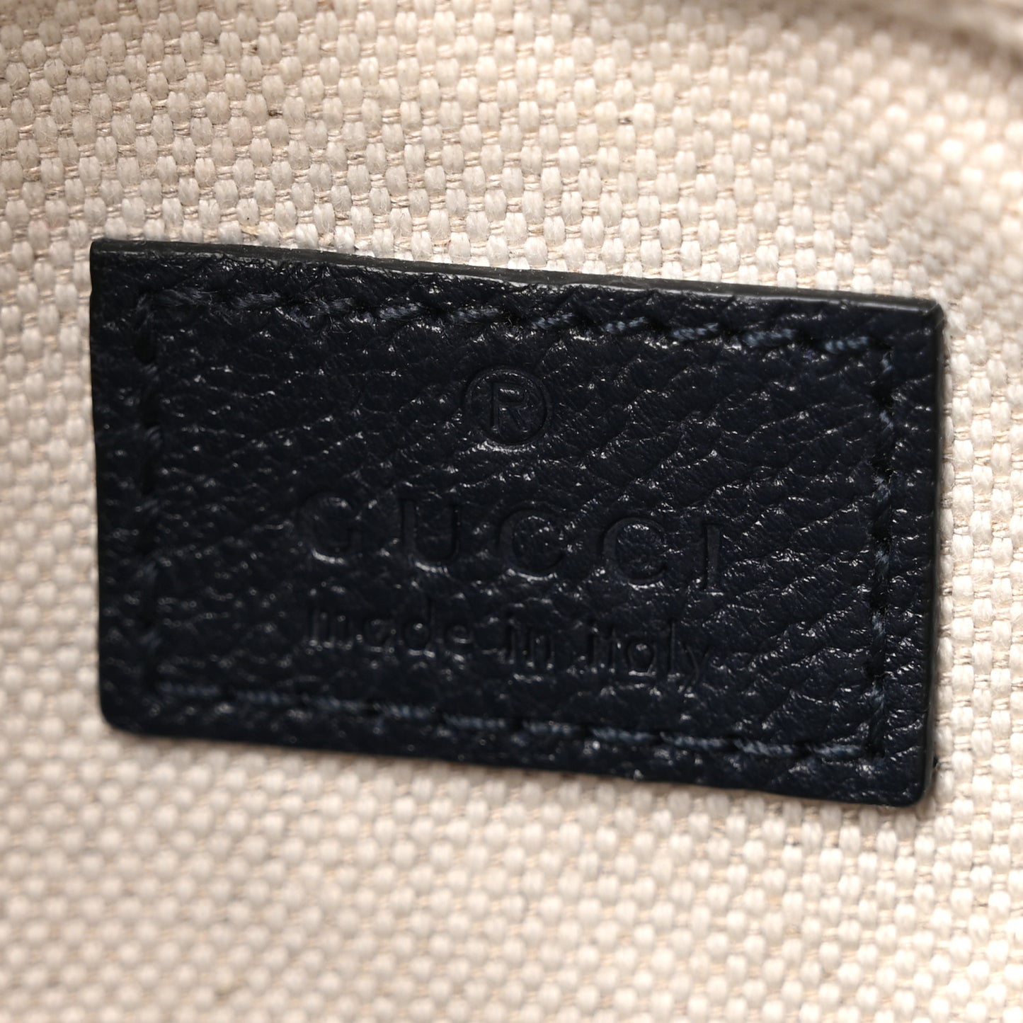 GG Supreme Monogram Textured Calfskin Web Small Attache Shoulder Bag Beige Blue