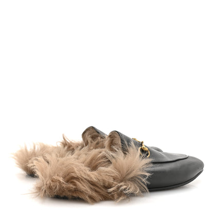 Gucci Calfskin Fur Womens Princetown Slippers 40.5 Black 5 of 8