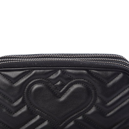 Gucci Calfskin Matelasse Mini GG Marmont Chain Crossbody Bag Black 12 of 15