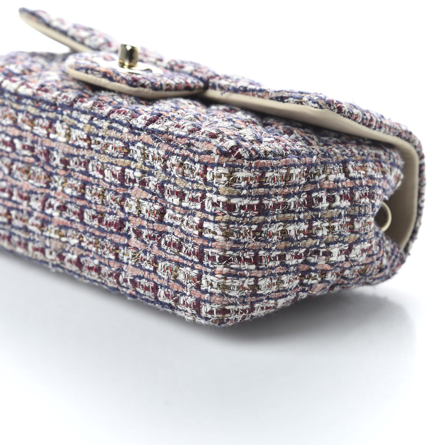 Tweed Quilted Mini Rectangular Flap Pink