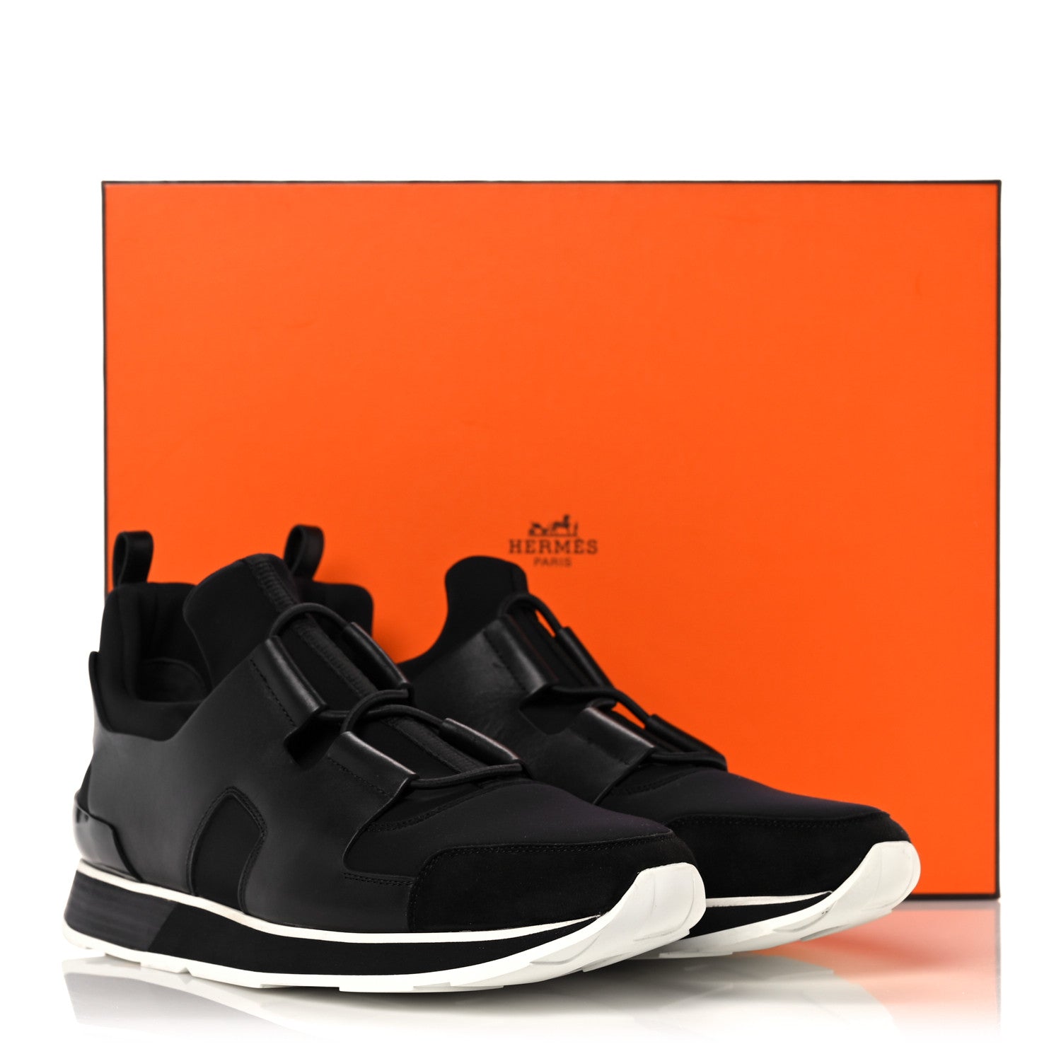 Hermes Technical Canvas Calfskin Goatskin Mens Player Sneakers 41 Black 10 of 10