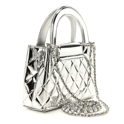 Chanel Mirror Calfskin Metallic Calfskin Quilted Nano Kelly Shopper Silvery 3 of 10