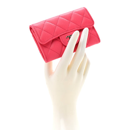 Chanel Caviar Quilted Flap Card Holder Wallet Fuchsia 2 of 8