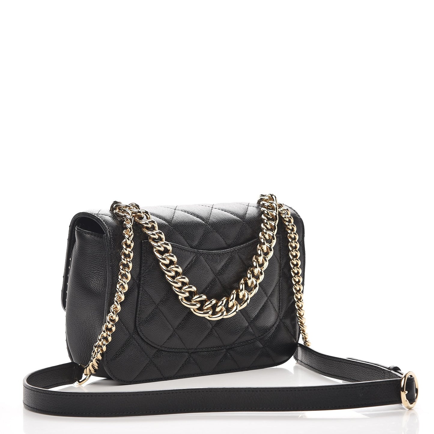Caviar Quilted Small Studded Flap Black