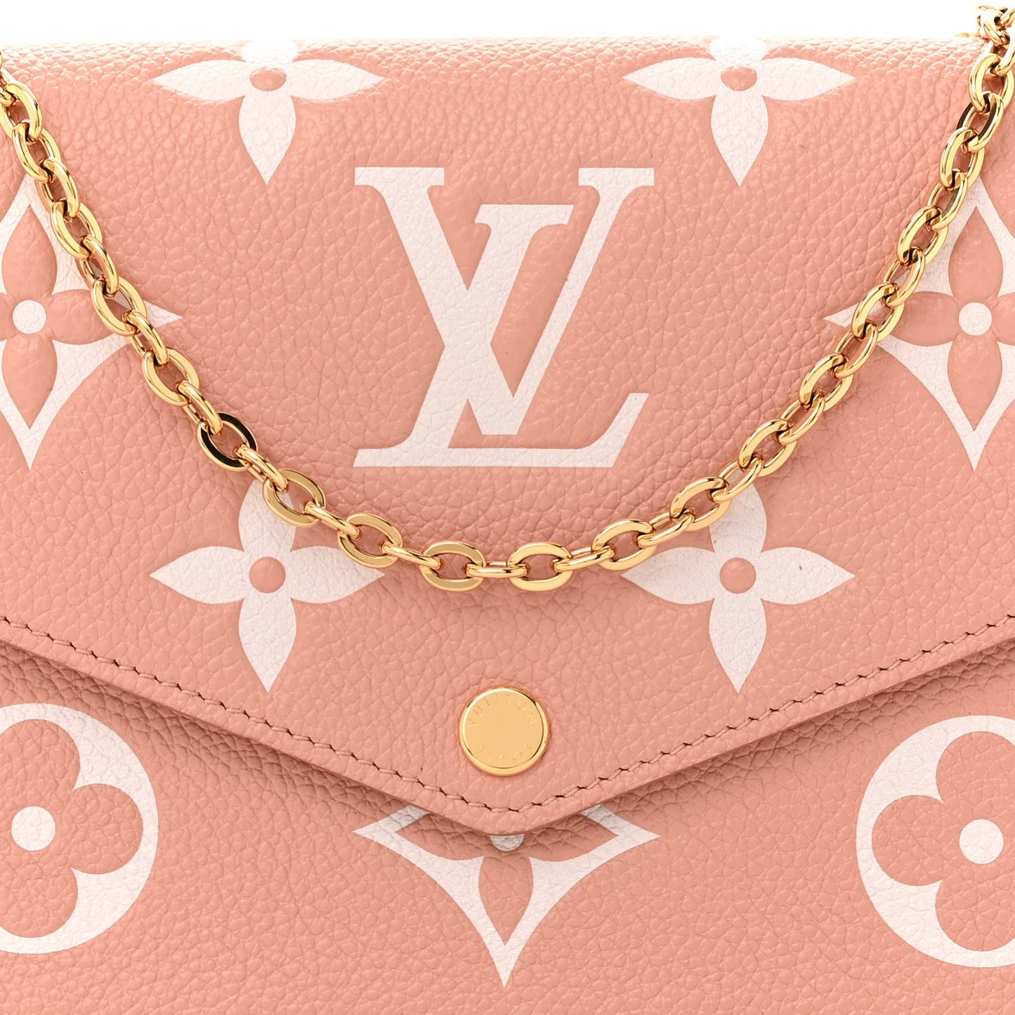 Empreinte Monogram Giant Felicie Pochette Chain Wallet Rose Trianon Creme