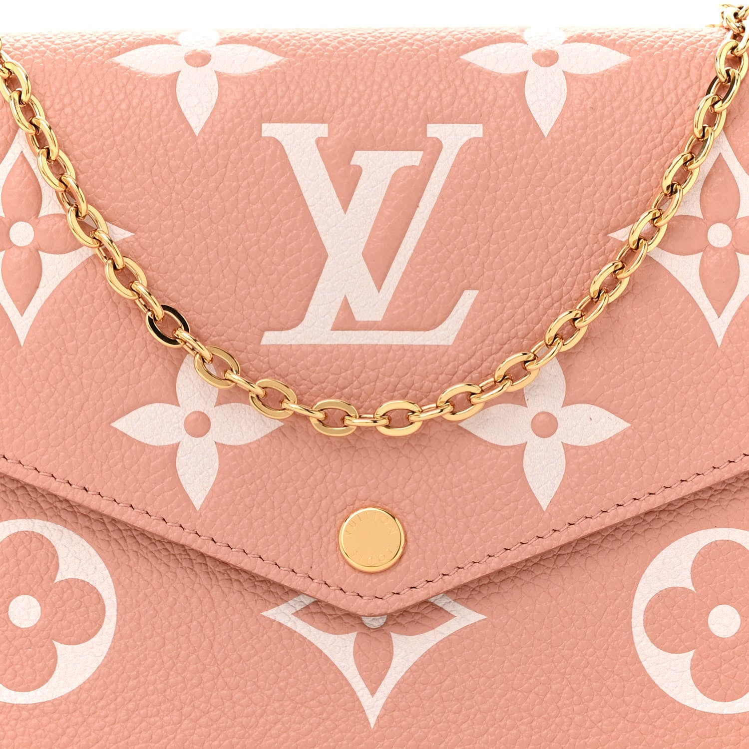 Louis Vuitton Empreinte Monogram Giant Felicie Pochette Chain Wallet Rose Trianon Creme 8 of 10
