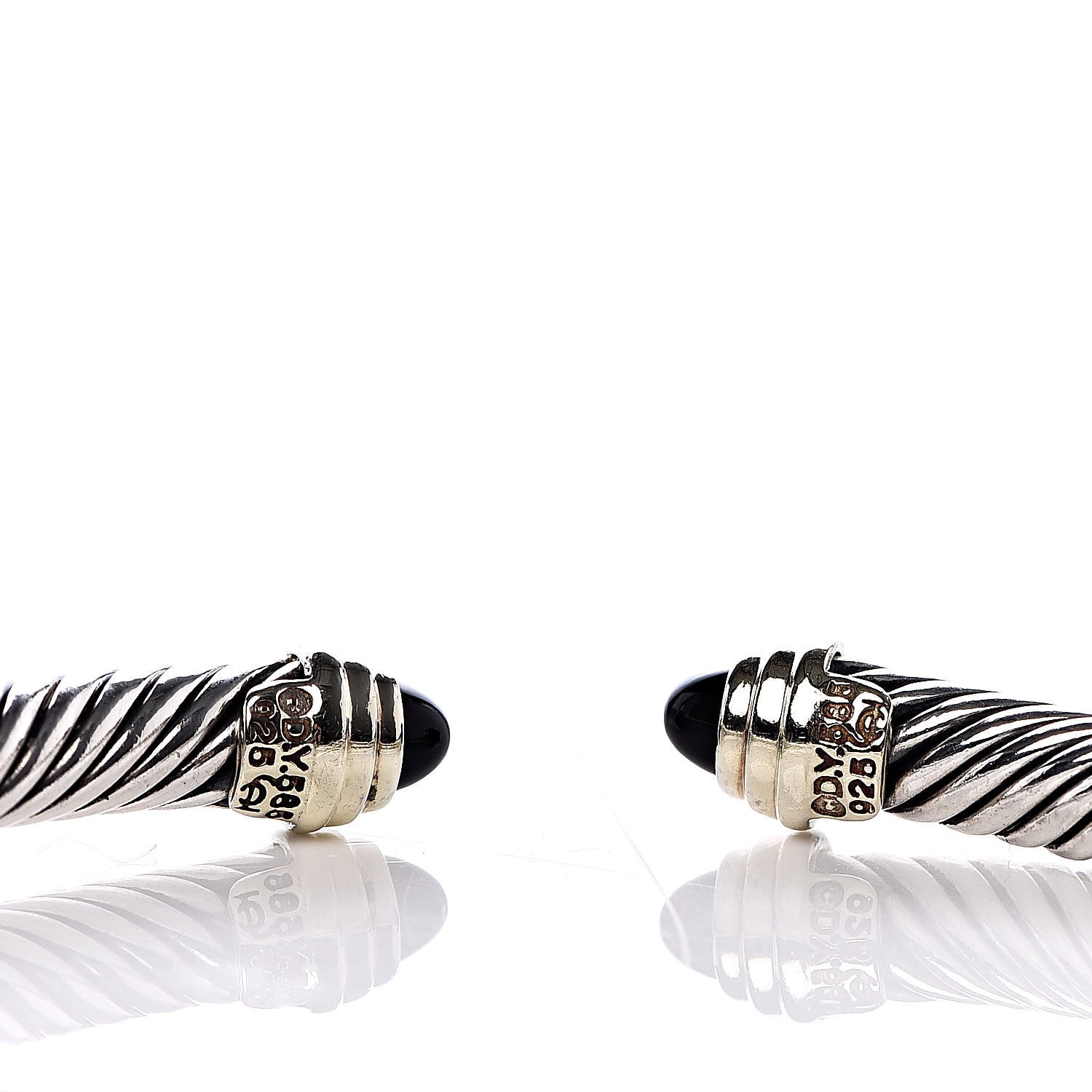 David Yurman Sterling Silver 14K Yellow Gold Black Onyx 5mm Cable Classics Petite Color Bracelet 4 of 4