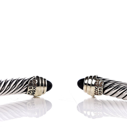 David Yurman Sterling Silver 14K Yellow Gold Black Onyx 5mm Cable Classics Petite Color Bracelet 4 of 4