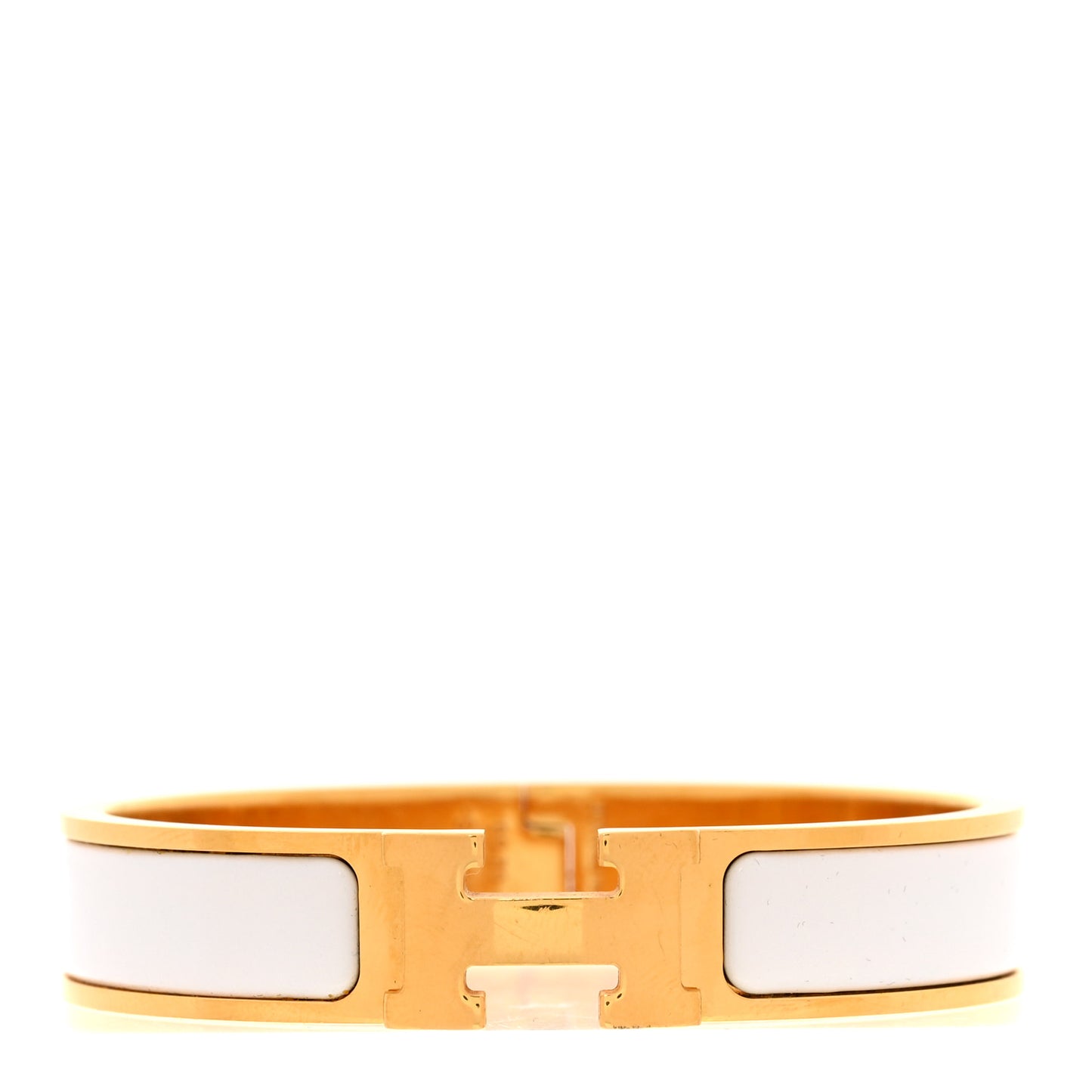 Enamel Narrow Clic Clac H Bracelet PM White