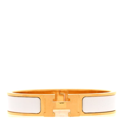Hermes Enamel Narrow Clic Clac H Bracelet PM White 1 of 5