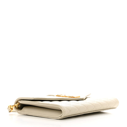 Saint Laurent Grain De Poudre Textured Mixed Matelasse Triquilt Monogram Clutch Blanc Vintage 3 of 7