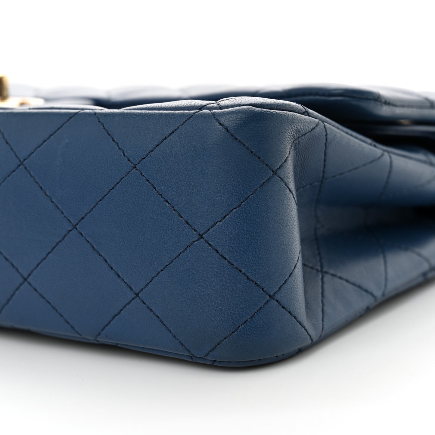 Lambskin Quilted Medium Double Flap Blue