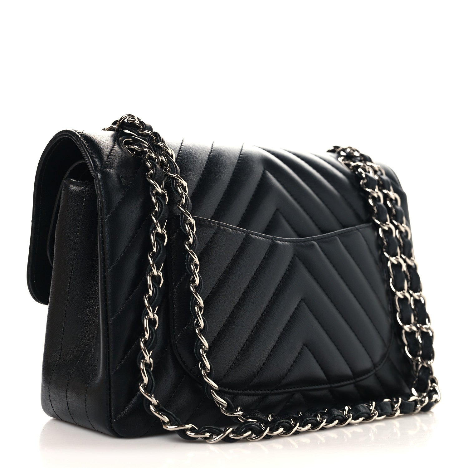 Chanel Lambskin Chevron Quilted Small Double Flap Black 3 of 10