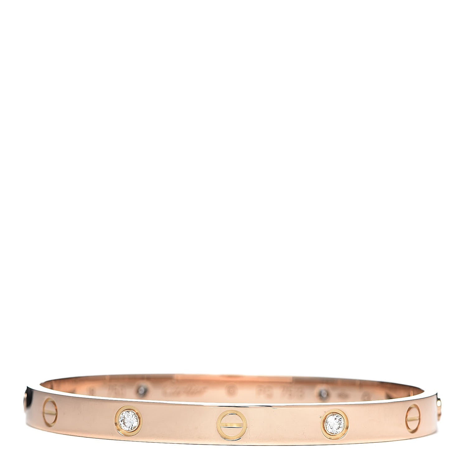 Cartier 18K Pink Gold 4 Diamond LOVE Bracelet 18 3 of 8