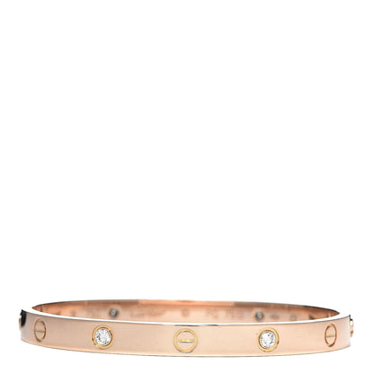 Cartier 18K Pink Gold 4 Diamond LOVE Bracelet 18 3 of 8