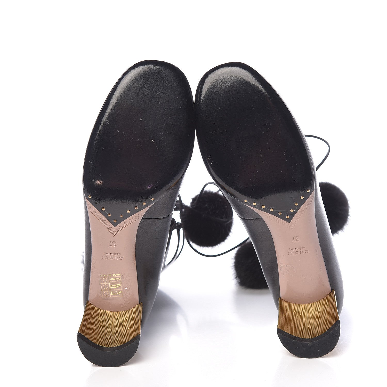 Gucci Calfskin Heloise Lace Up Ankle Boots 37 Black 5 of 11