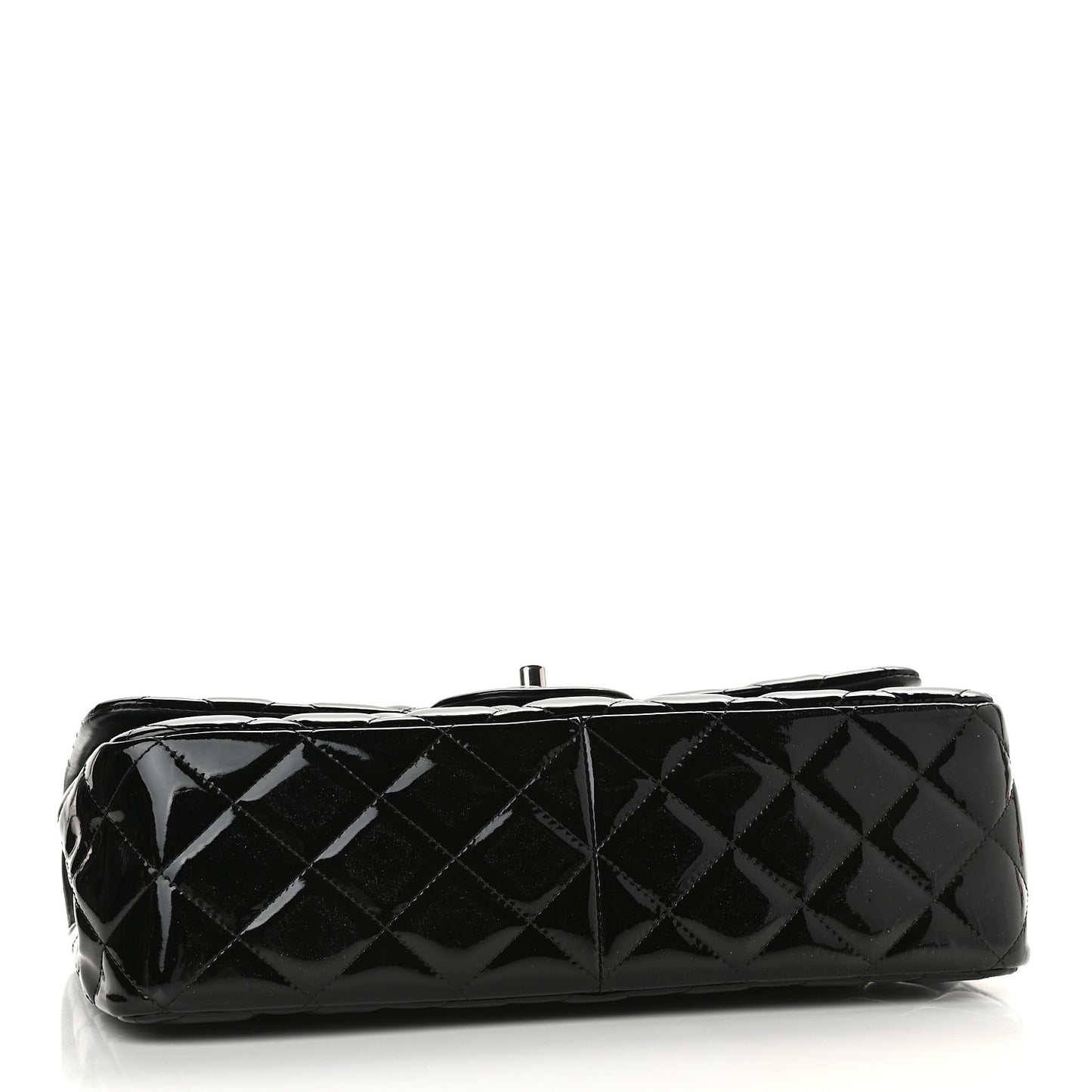 Patent Quilted Jumbo Double Flap Black