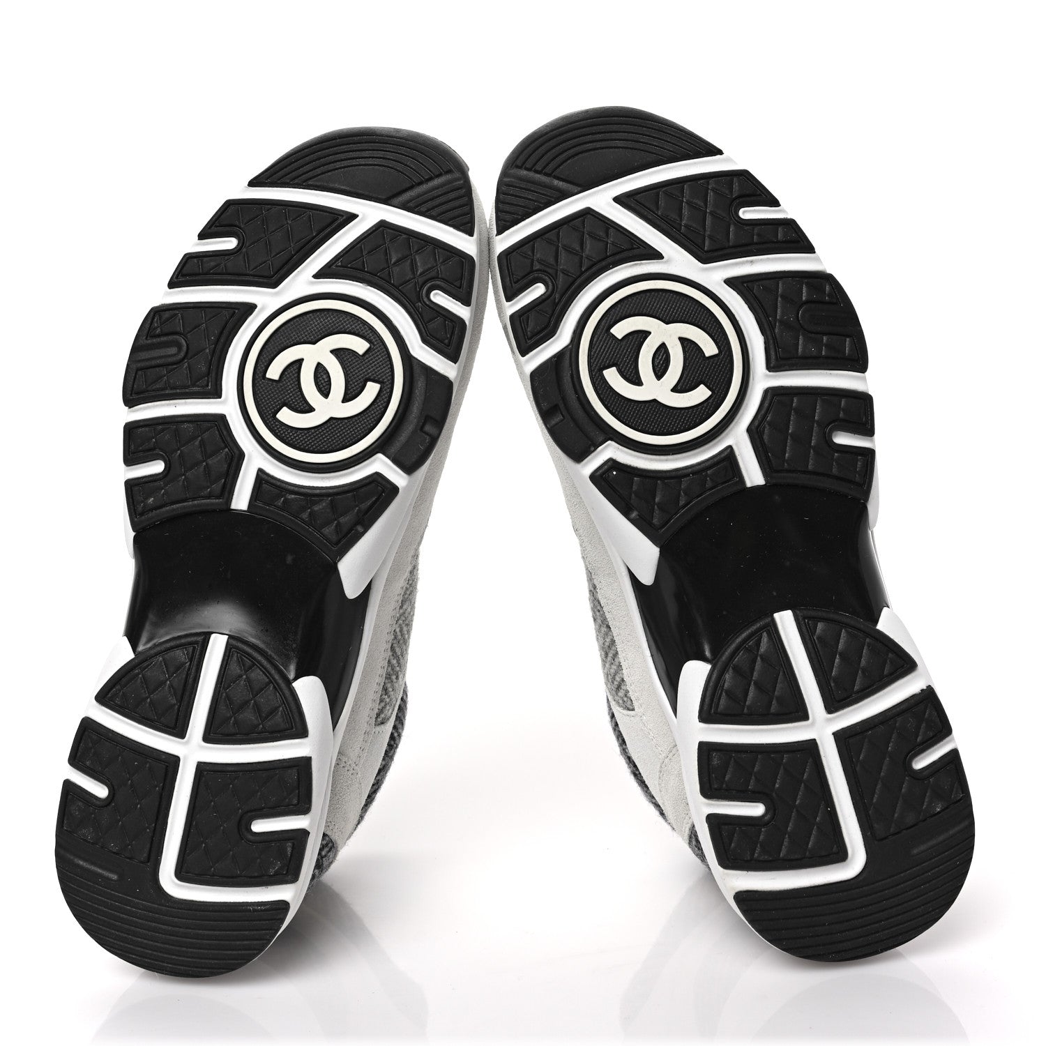 Chanel Fabric Suede Calfskin Womens CC Sneakers 39 Ivory Light Gray White 6 of 7