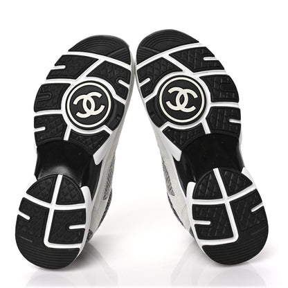Chanel Fabric Suede Calfskin Womens CC Sneakers 39 Ivory Light Gray White 6 of 7