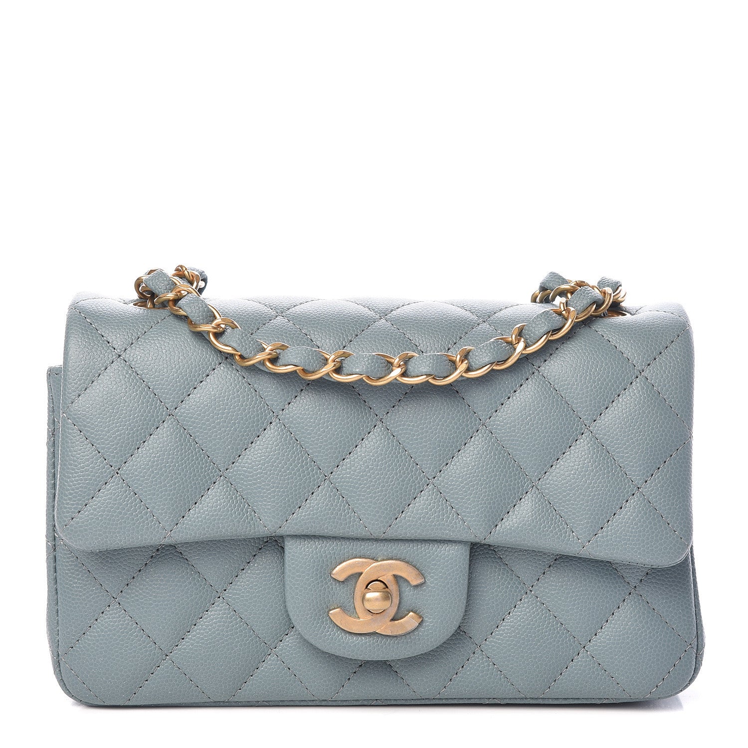 Chanel Iridescent Caviar Quilted Mini Rectangular Flap Light Blue 1 of 11