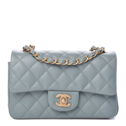 Chanel Iridescent Caviar Quilted Mini Rectangular Flap Light Blue 1 of 11
