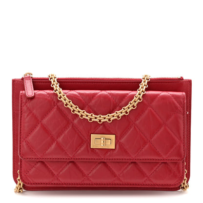 Chanel Aged Calfskin Quilted 2.55 Reissue Chain Wallet Red 1 of 10