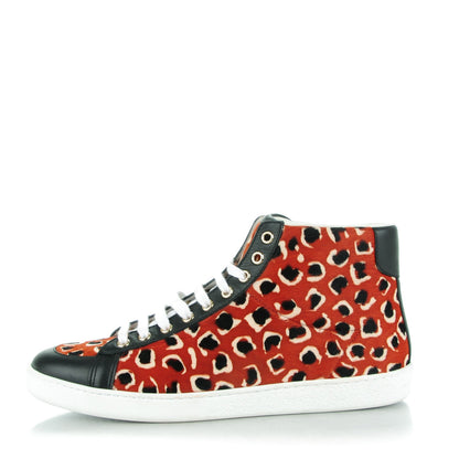 Gucci Calf Hair Leopard Print Brooklyn Leo High Top Sneakers 40.5 Brick 1 of 9