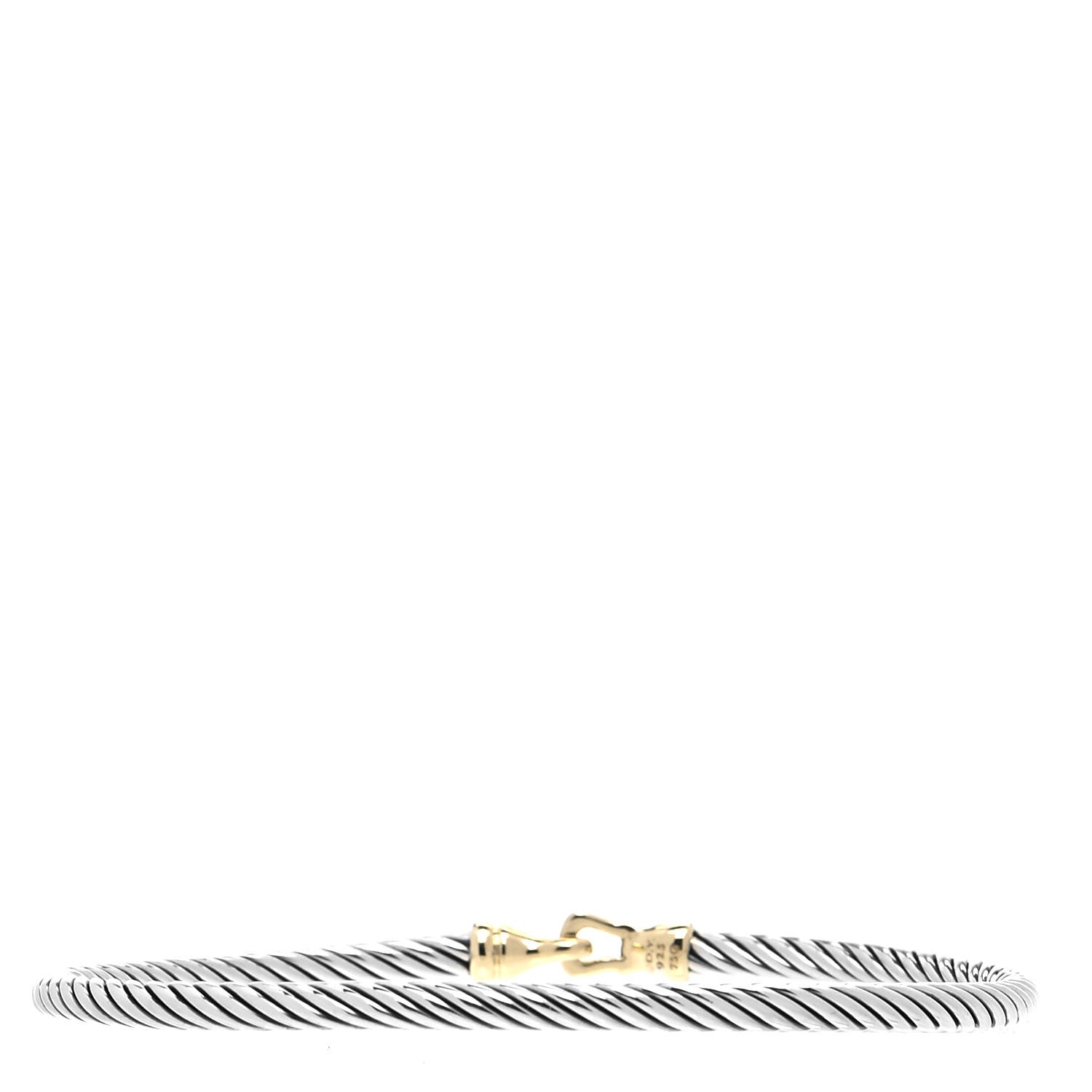 David Yurman Sterling Silver 18K Yellow Gold 3mm Cable Buckle Bracelet 3 of 4